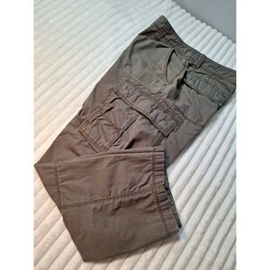 Eddie Bauer Rip Stop Cargo Pants Mens 33x30 Army Green Large Pockets Hiking Camp